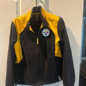 Steelers black and Yellow Fleece Jacket with Logo emblem women’s L